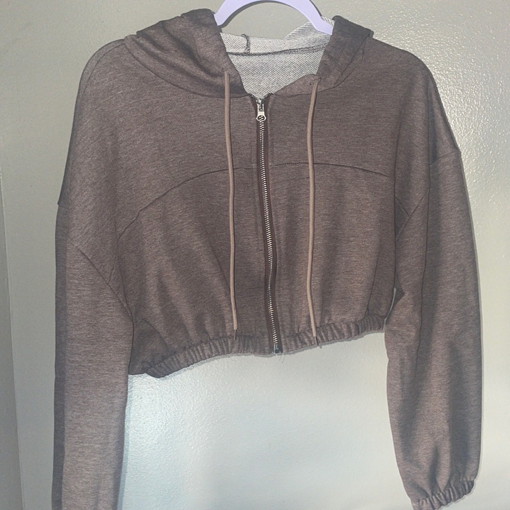 brown cropped hoodie